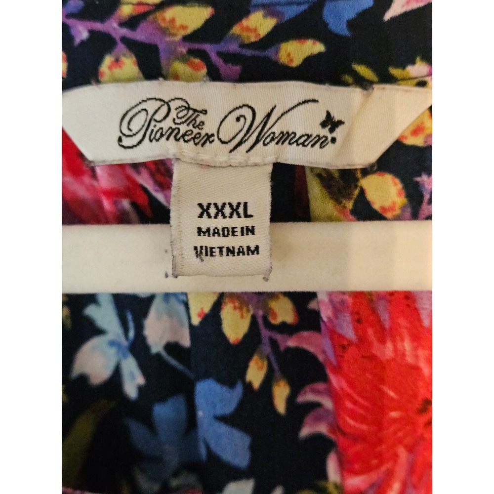 The Pioneer Woman Peasant Top Women XXXL Navy Blue Ditzy Floral 912P908PW #803 - Picture 3 of 11